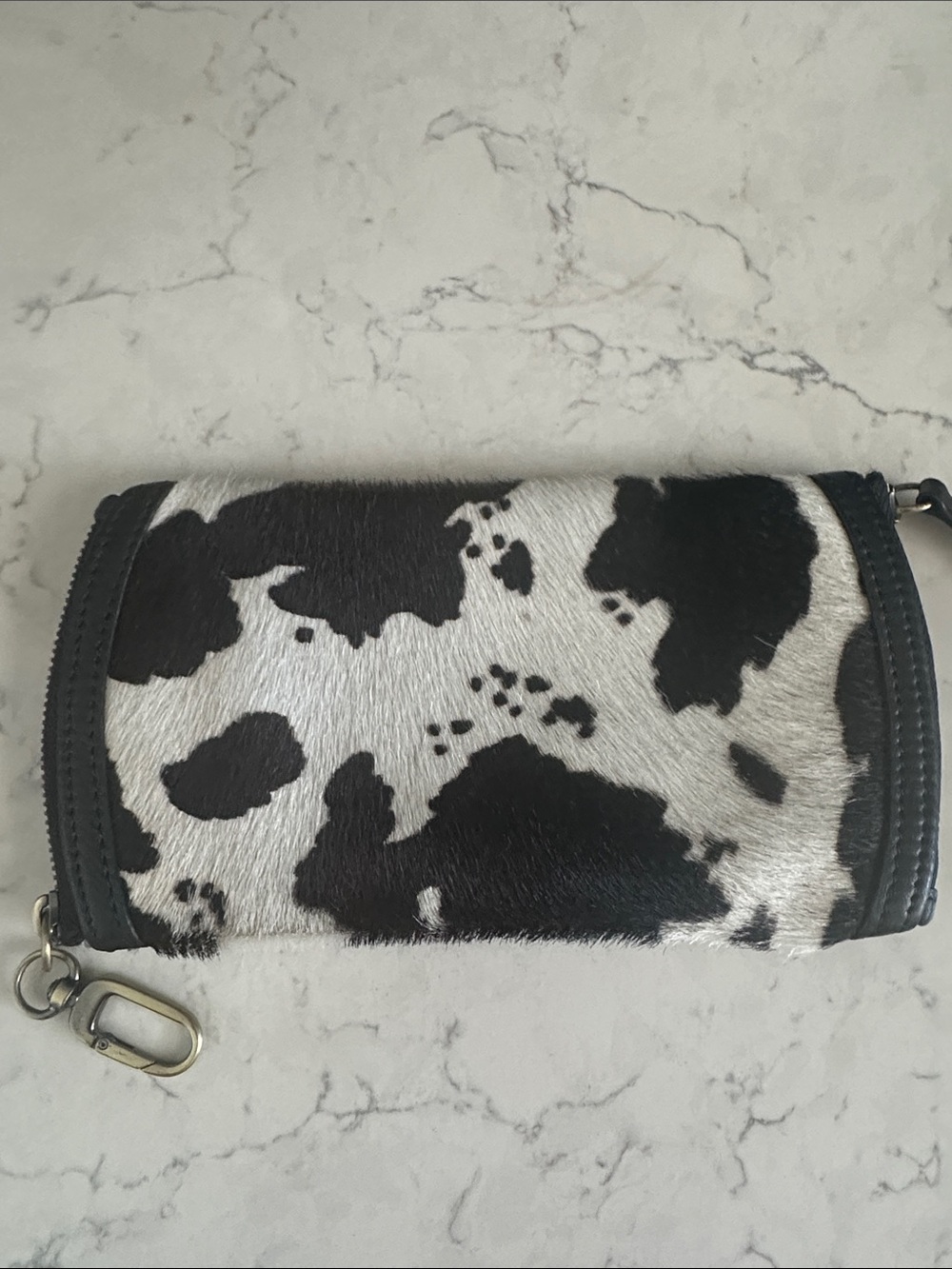 HOBO SPARK COWHIDE B&W EYEGLASS/SUNGLASS DOUBLE ZIP  LEATHER CASE great conditio